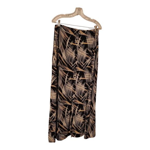 Susan Lawrence Black Gold And White Print Maxi Skirt Front Split Women's Size XL - Picture 4 of 8